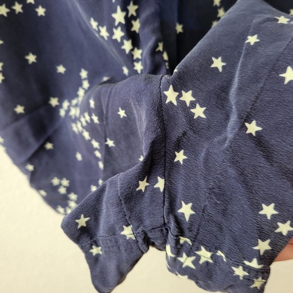 Equipment 100% Silk Stars Print Romper M Navy - Picture 7 of 13